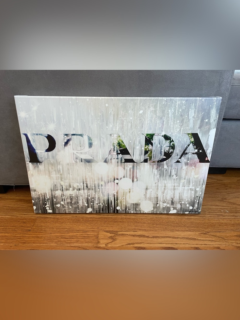 Prada Silver and White Graphic Art Print